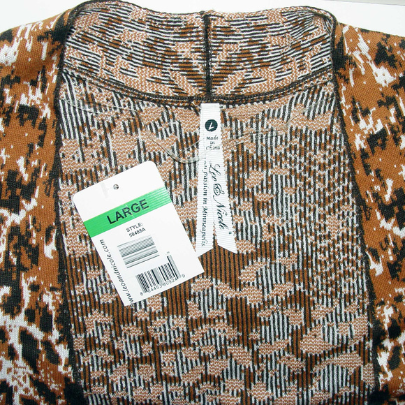 *50off3* NWT Leo & Nicole Engineered Print Open-Front Cardigan L Leopard Animal - Picture 3 of 3